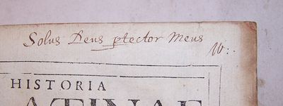Mildmay Fane's inscription and motto (Private Collection)